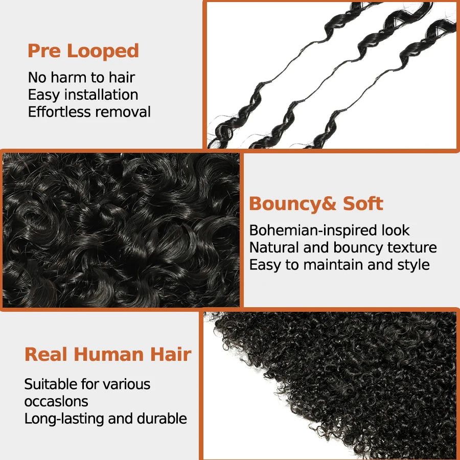 Burmese Curly Crochet Human Hair Knotless Pre-separated Extensions, 100% Full Head Brazilian