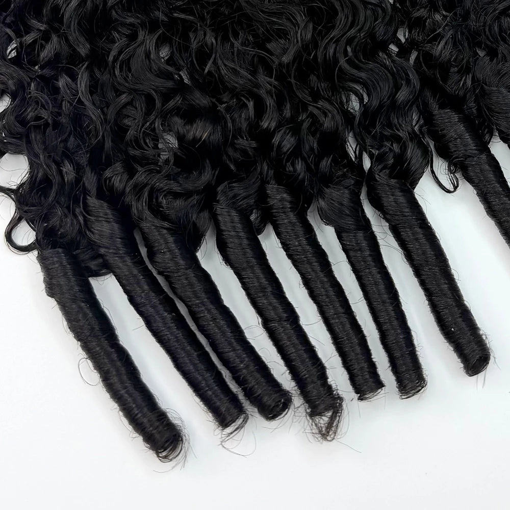 Burmese Curly Feather Crochet Human Hair Extensions Pre Looped Pre Separated Knotless Hair For Braiding