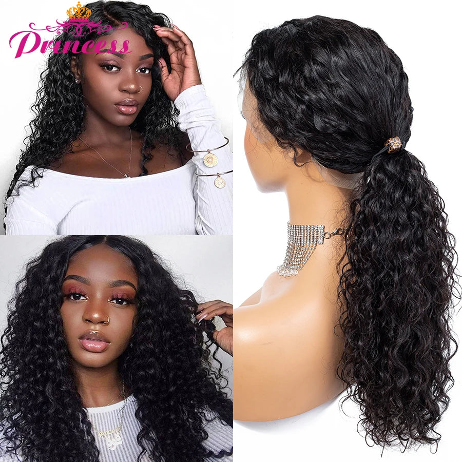 13x4/13x6 HD Transparent Lace Front Human Hair Deep Wave Wig, Pre-Plucked Brazilian, with Baby Hair
